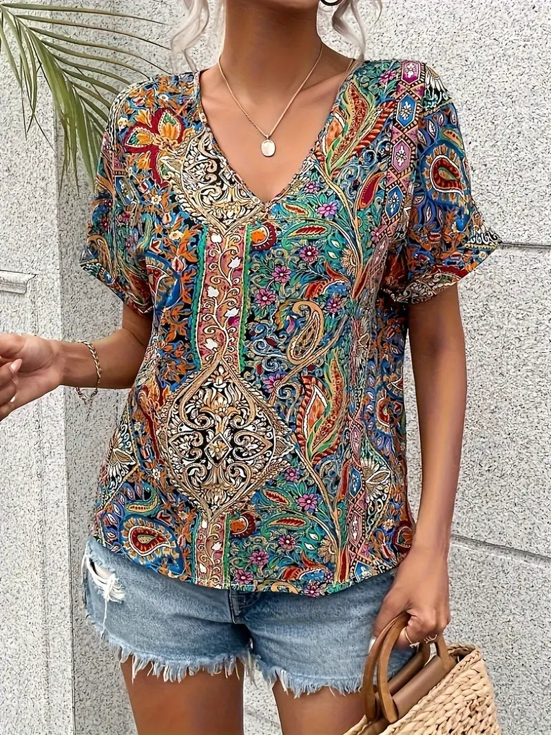 Dames Blouse V-Hals Paisley Print 100% Polyester-2