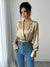 Gouden Top Dames Elegante Stijl Glanzende Stof voor Feestelijke Gelegenheden-5