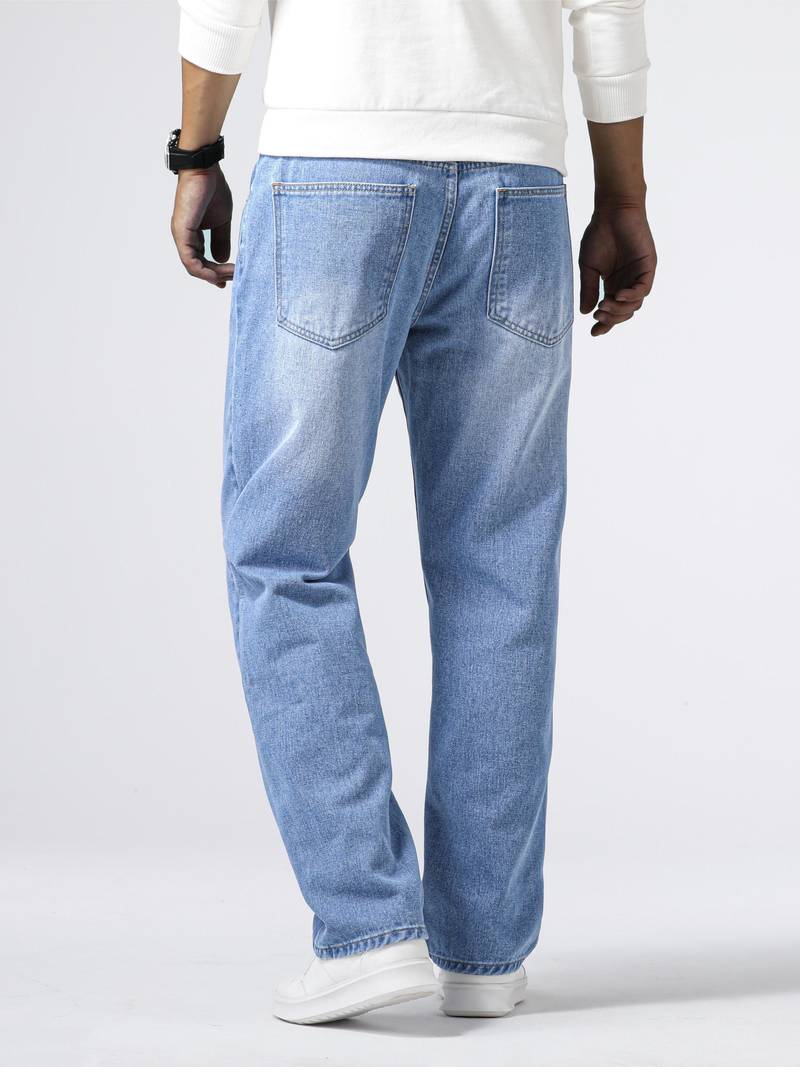 Heren Jeans Rechte Pasvorm Hoogwaardige Denim-2