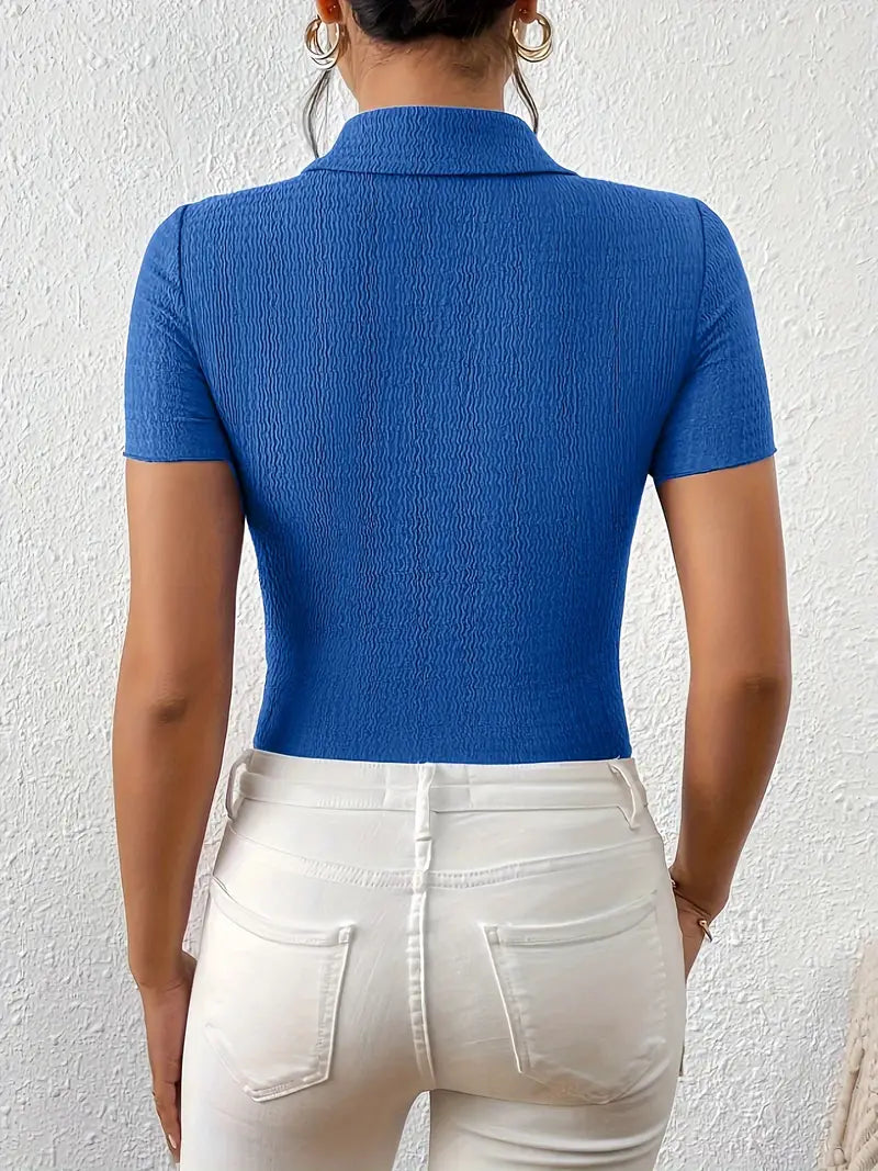 Dames Blouse Korte Mouwen Casual Lichte Stof-4