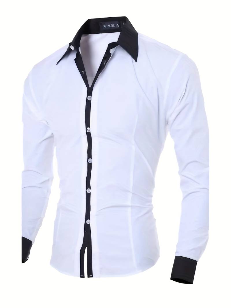 Heren Overhemd Casual Contrasterend 100% Katoen-1
