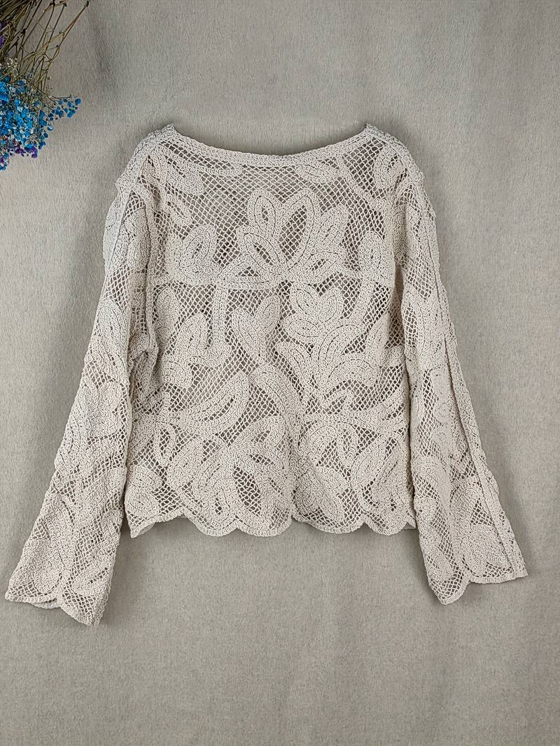Dames Shirt Lange Mouwen Bloemenpatroon Kant-2