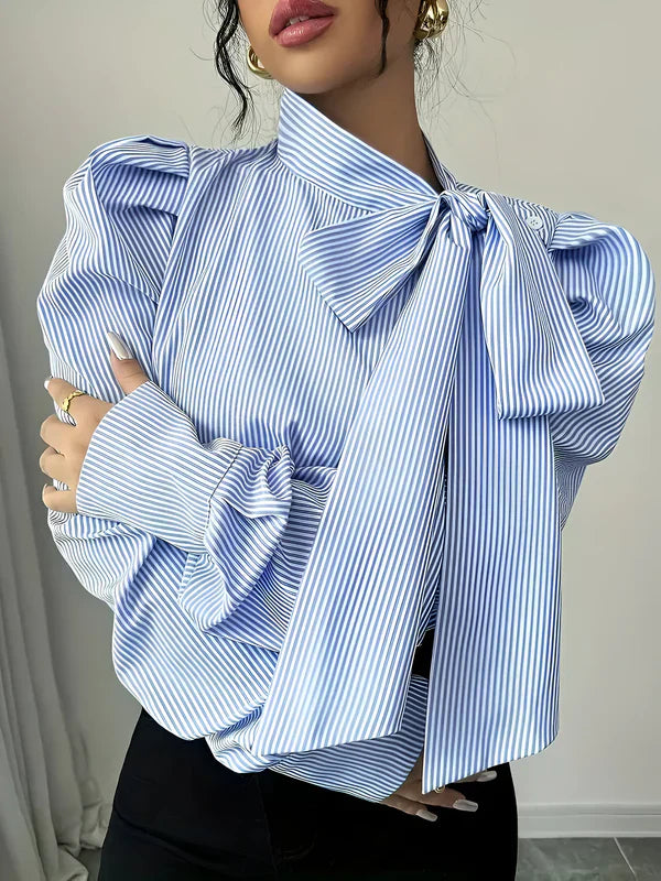 Dames Shirt Gestreept Met Grote Slijpstaart Katoenmix-5