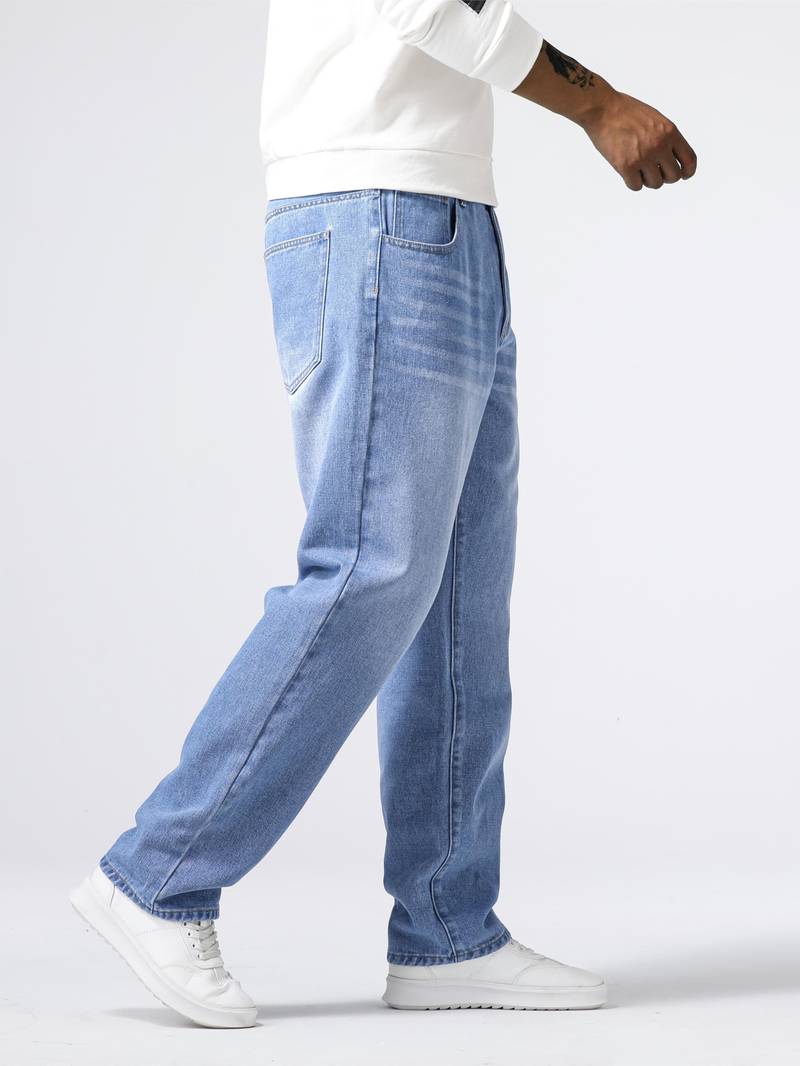 Heren Jeans Rechte Pasvorm Hoogwaardige Denim-3