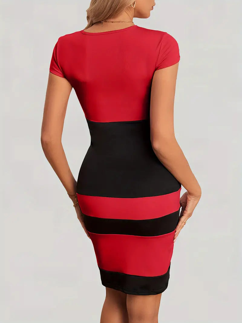 Dames Kleurblokjurk Figuur-hugging Polyester voor Zomer-6