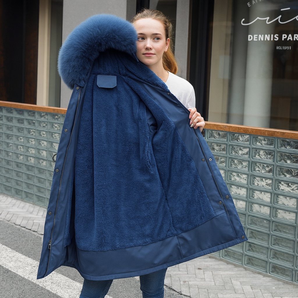 Winterjas met capuchon voor dames met bontkraag