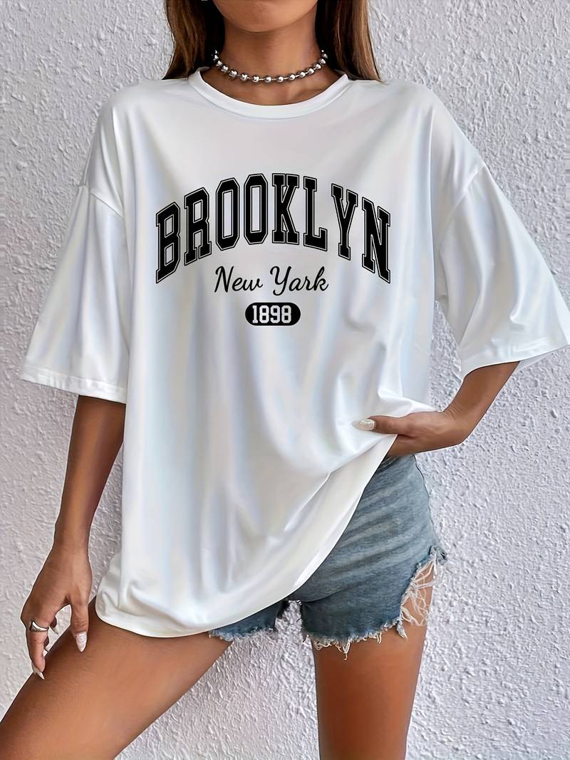 Variant image for Dames T-shirt Casual Brooklyn Print Hoogwaardig Katoen-33