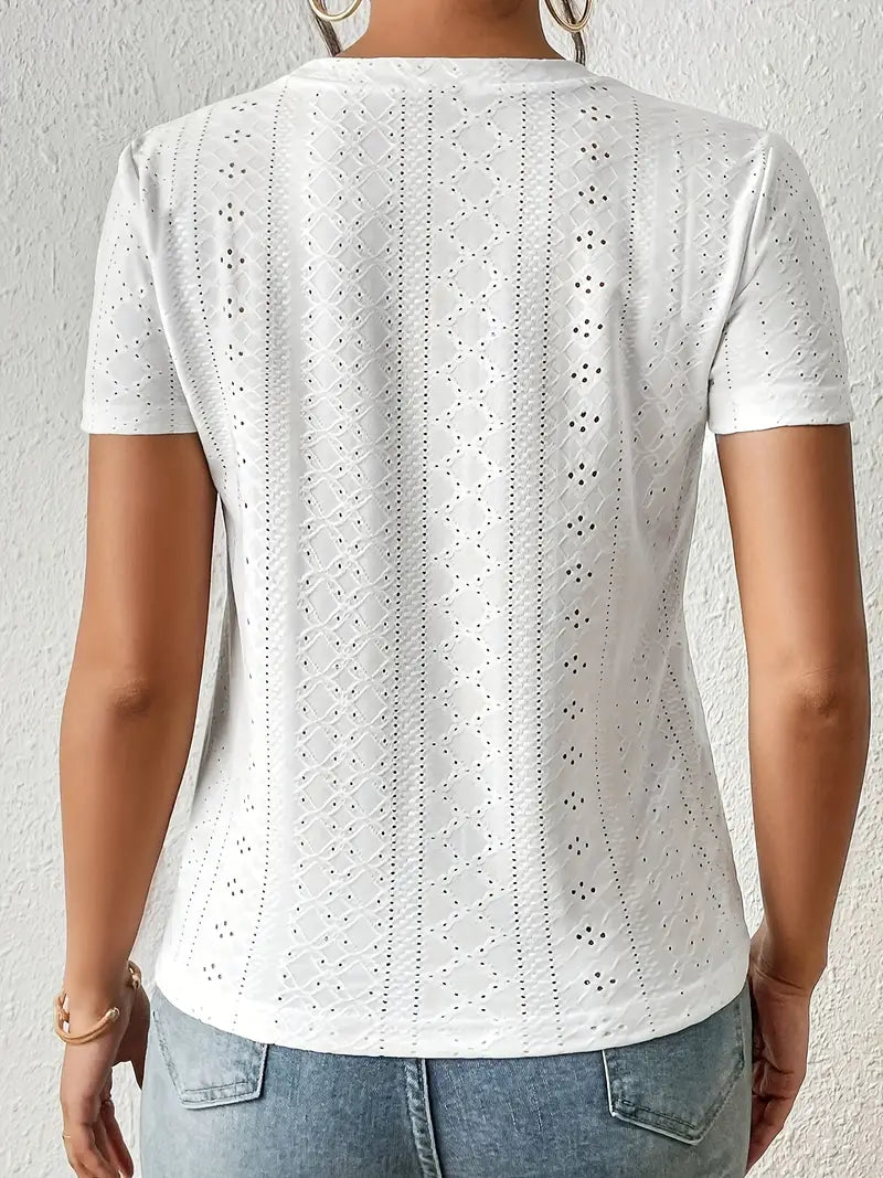 Dames T-shirt Casual Cirkelvormige Hals 100% Katoen-3