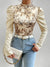 Dames Blouse Elegante Satijn Bloempatroon-2