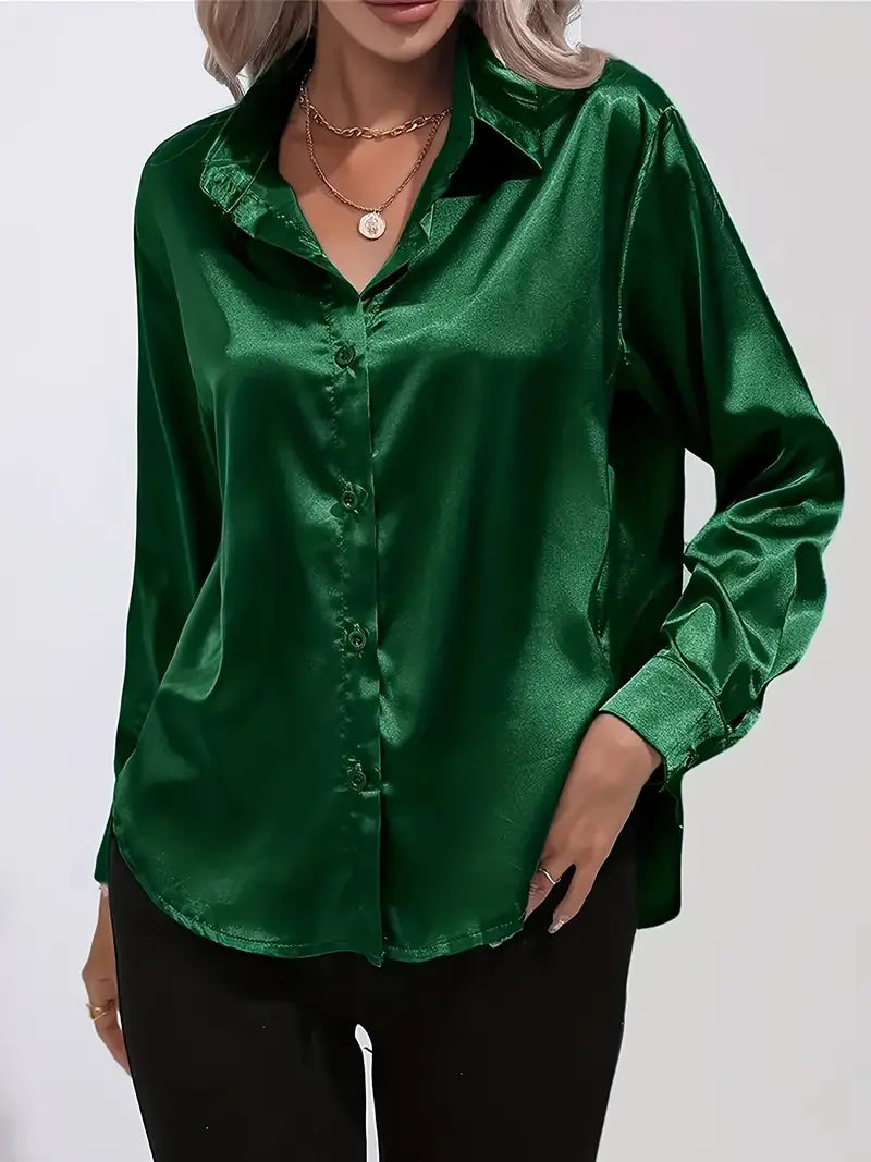 Dames Shirt Lange Mouwen Knoopbalk Katoenmix-6
