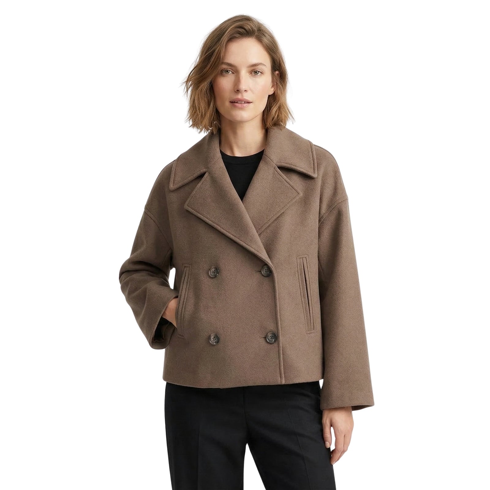 Dames Blazer Korte Pasvorm Met Dubbele Rij Knopen