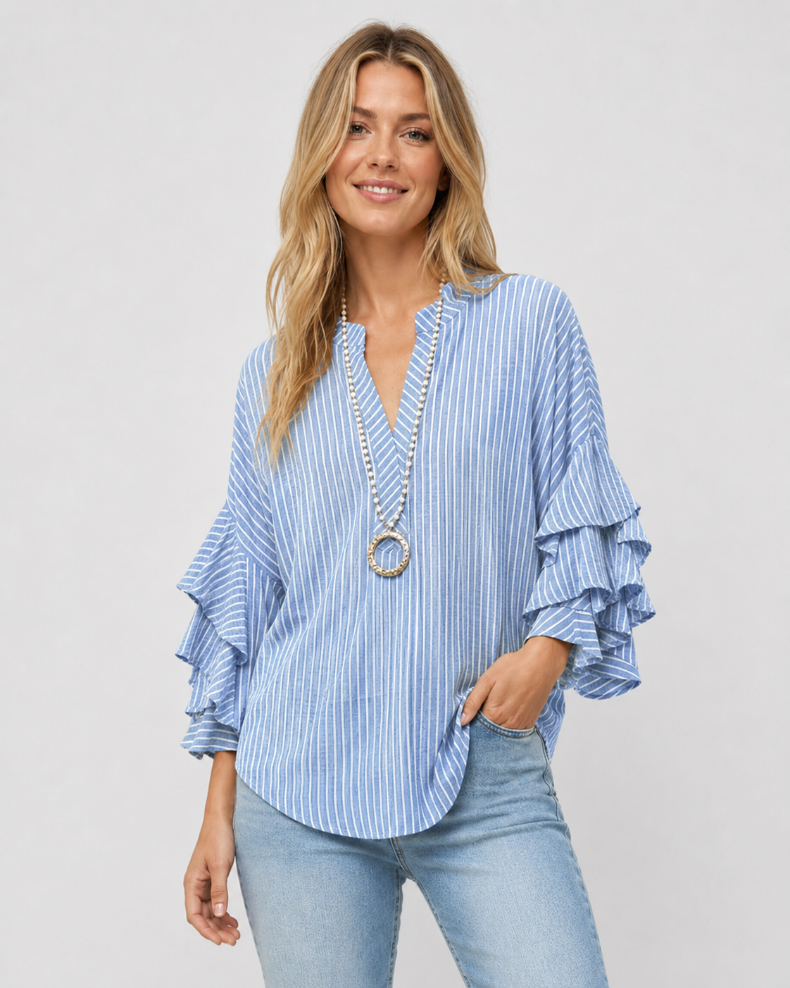 Dames Blouse Met Bloemenprint En Ruches Casual Chic