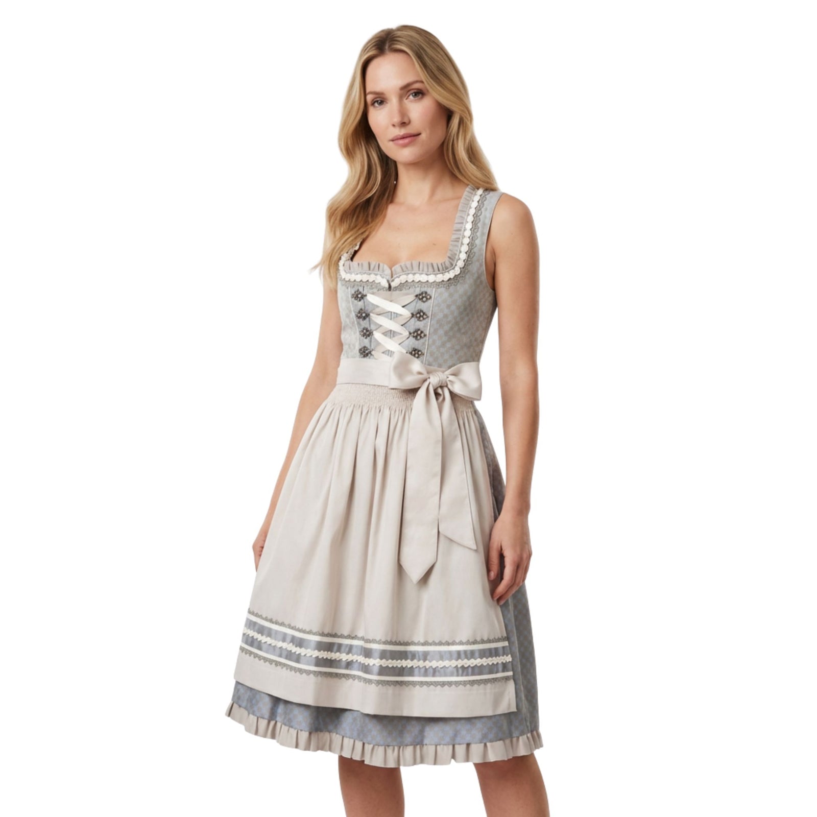 Dames Dirndl-jurk Traditioneel Stijlvolle Schort Hoogwaardige Stof 1