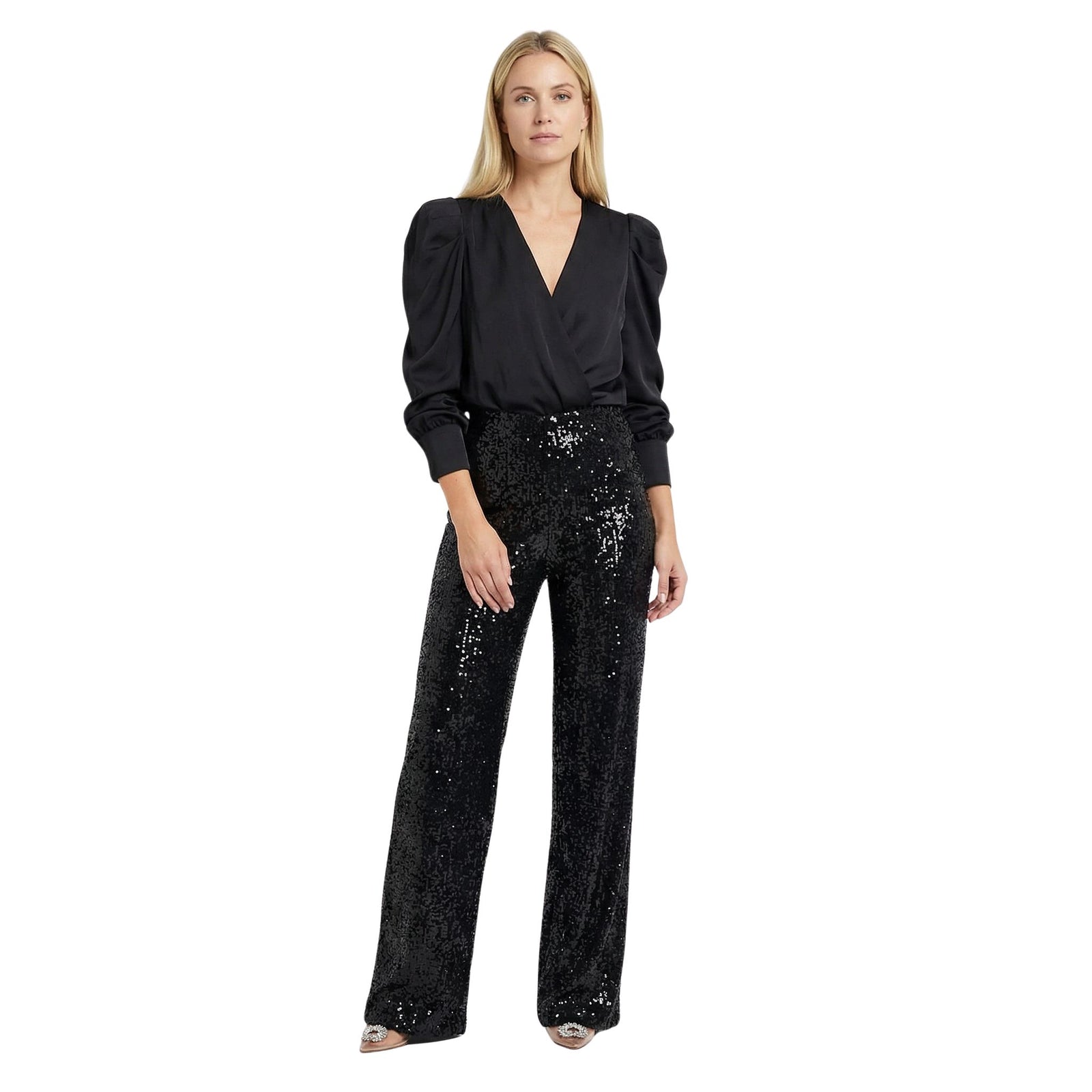 Dames Feestbroek Met Sprankelende Pailletten Elastaan