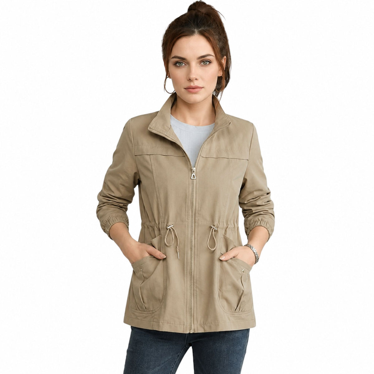 Dames Korte Zomerjacke Met Praktische Zijzakken Lichtgewicht Ademend Stijlvol