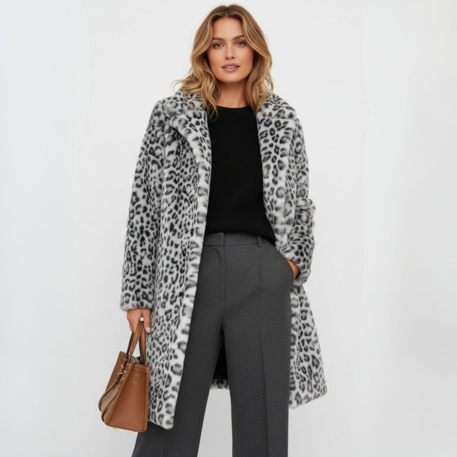 Dames Luxe Leopard Coat Chique Stijl