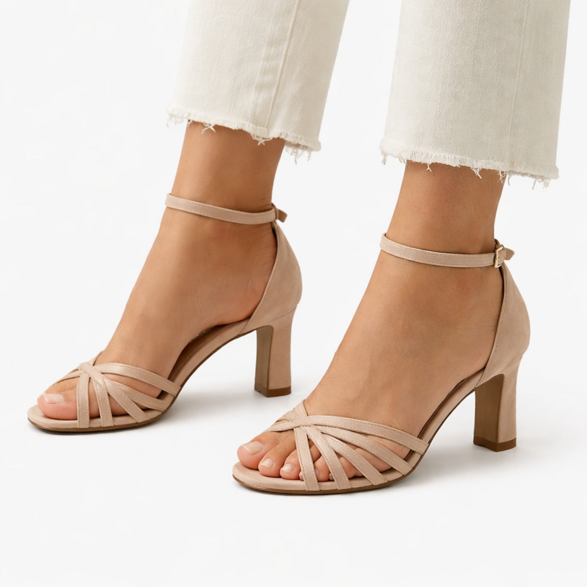 Dames Peep Toe Hakken Patchwork Stijl