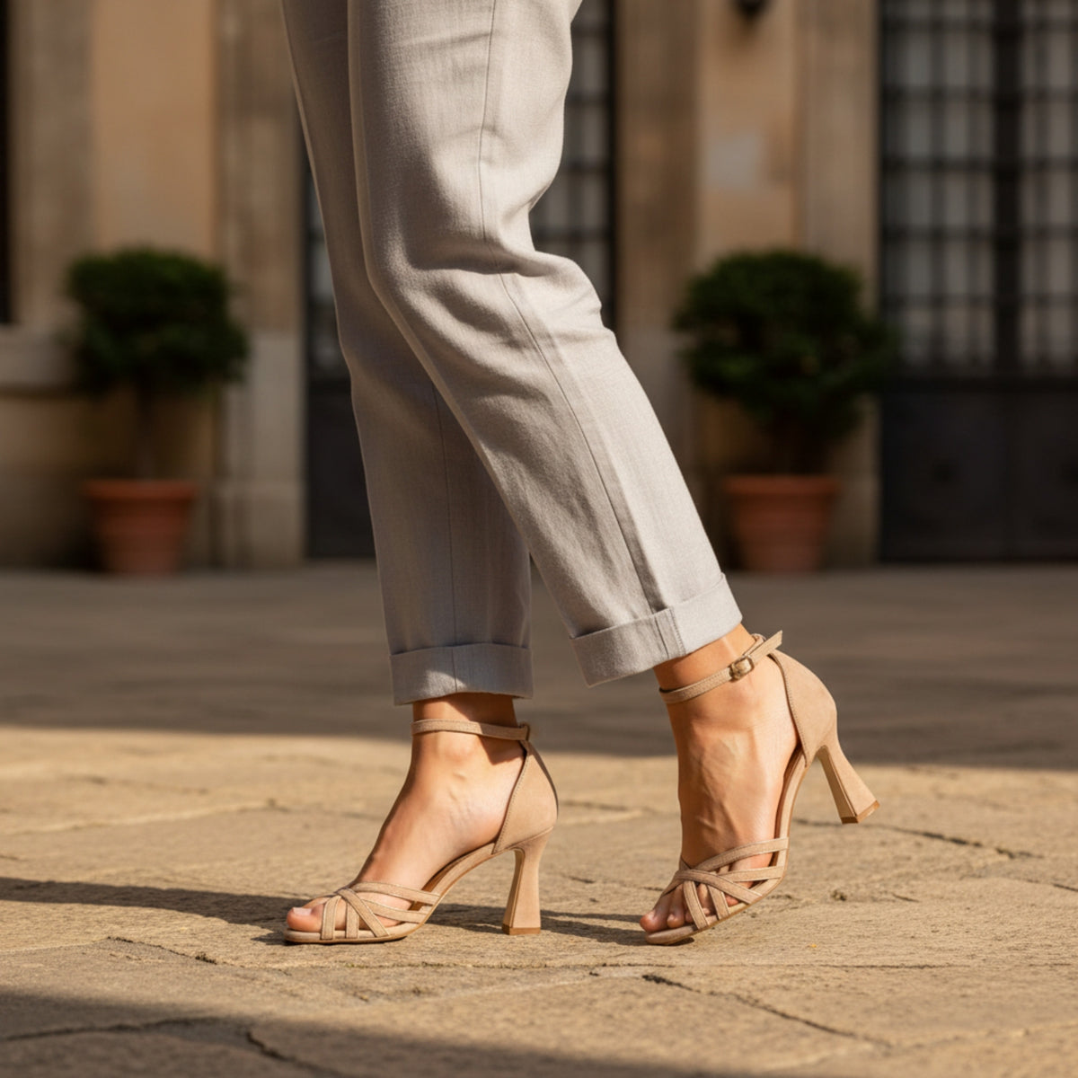 Dames Peep Toe Hakken Patchwork Stijl