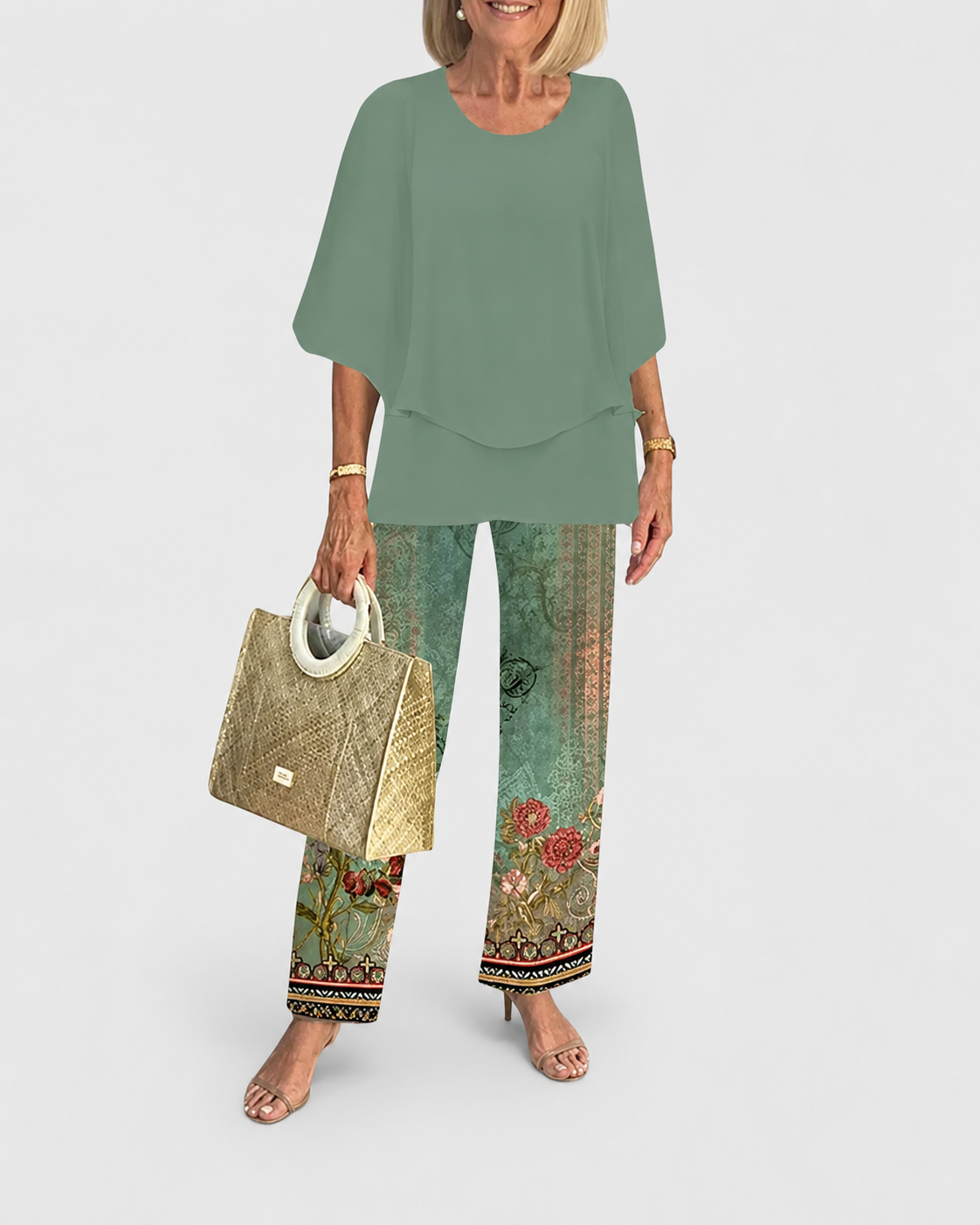Dames Tweedelige Set Casual Chic Met Ronde Hals En Halve Mouwen