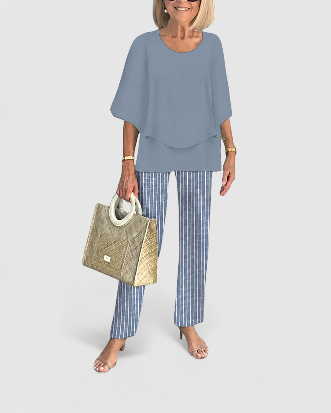 Dames Tweedelige Set Casual Chic Met Ronde Hals En Halve Mouwen