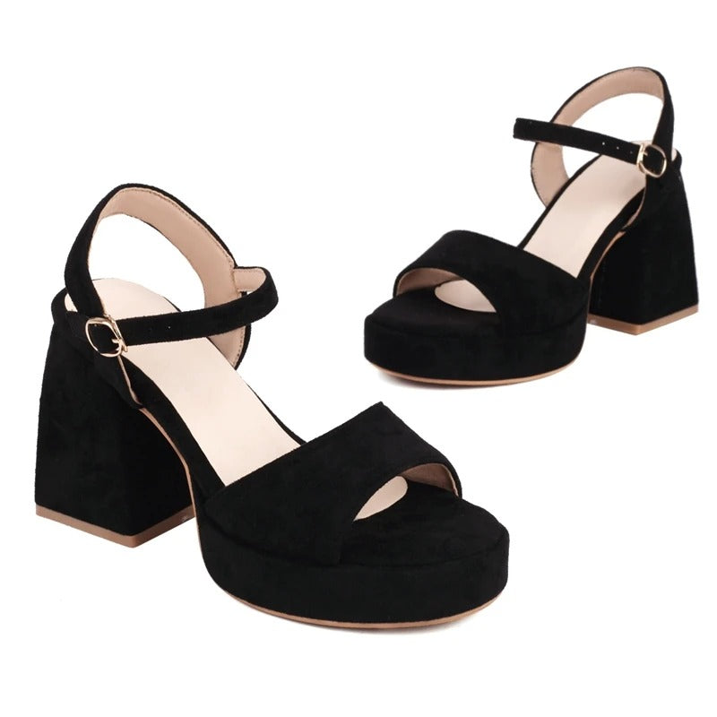 Chunky Hakken Suède Sandalen