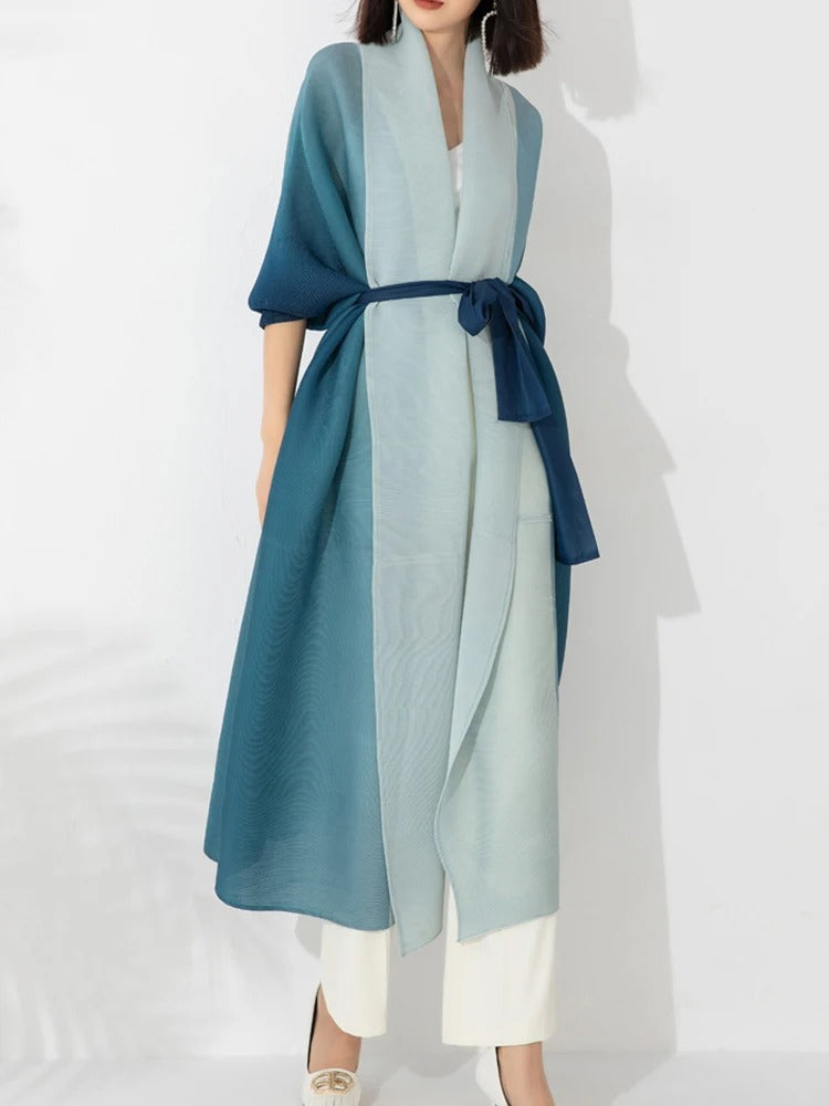 Gradiënt geplooide trenchcoat voor dames