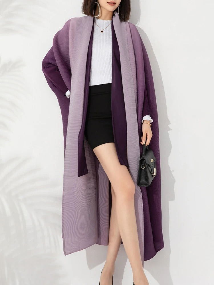 Gradiënt geplooide trenchcoat voor dames