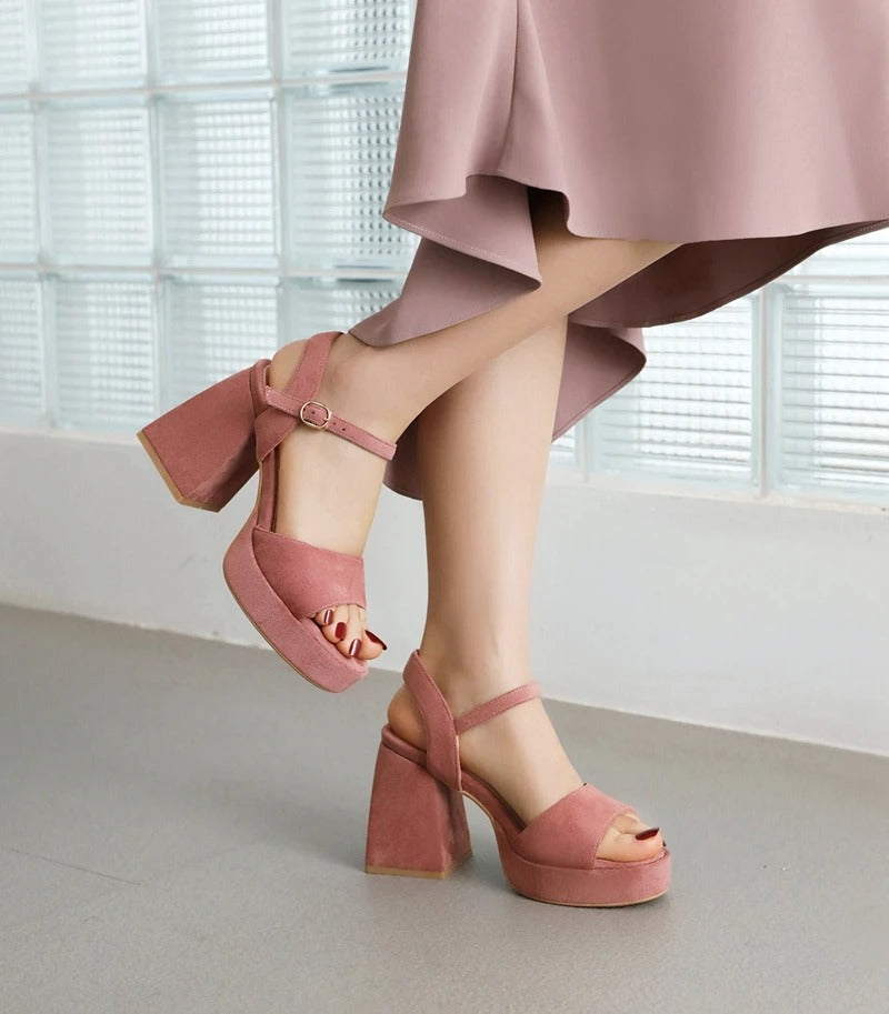 Chunky Hakken Suède Sandalen