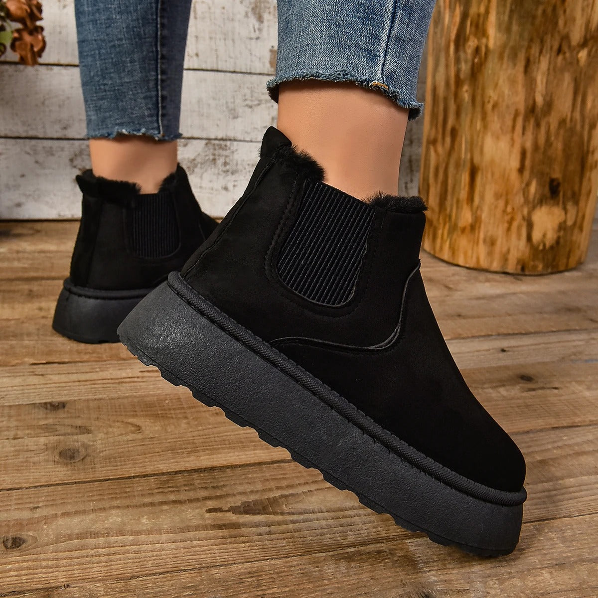 Dames bont pluche enkellaarzen