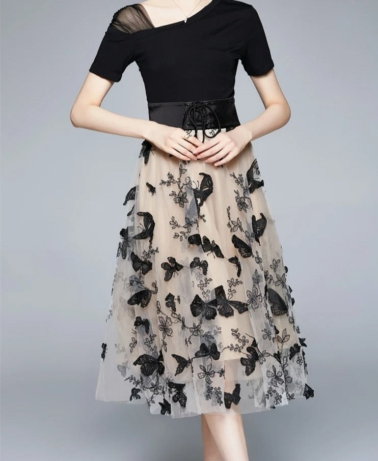 Geborduurde Mesh feestjurk voor Vrouwen