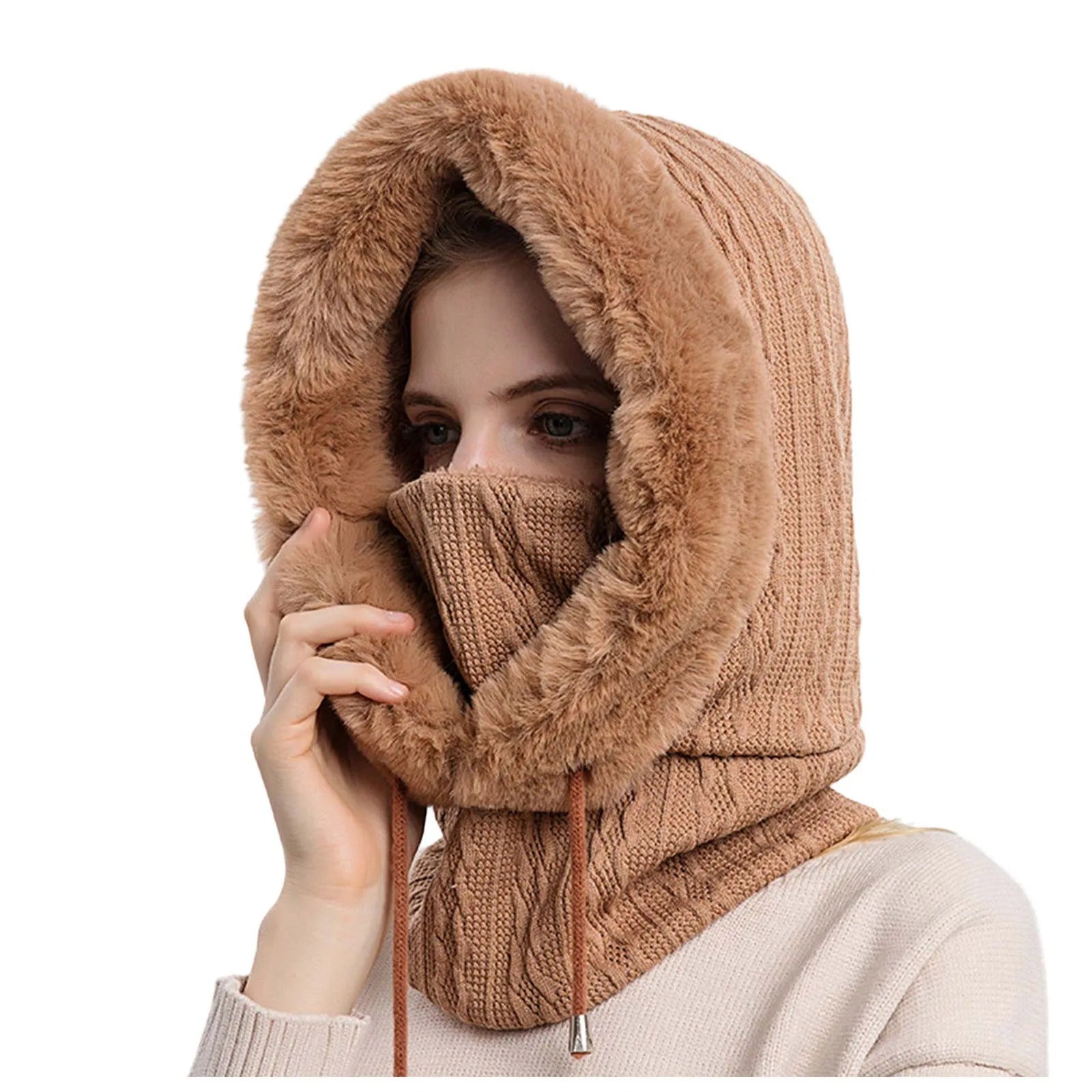 Vrouwen Gebreide Bontmuts Maskerset