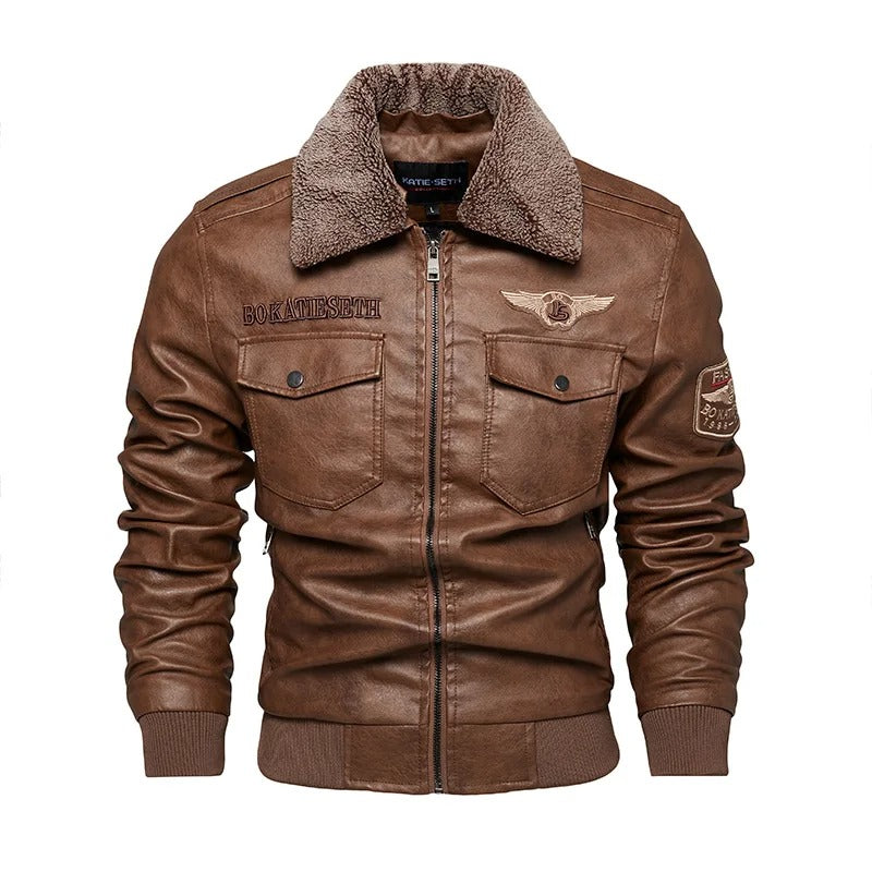 Leder stijl Casual warm bikerjack winterjas voor heren