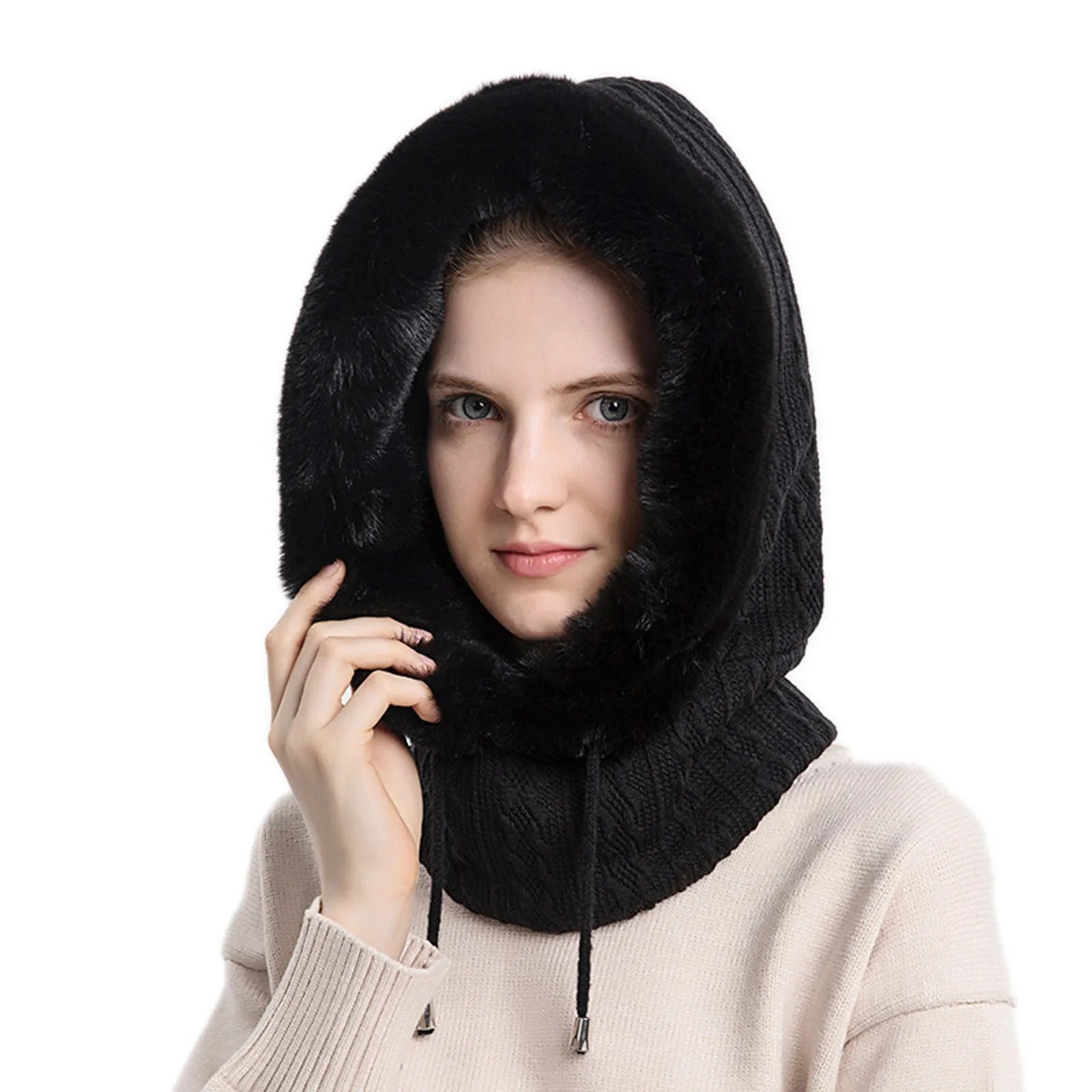 Vrouwen Gebreide Bontmuts Maskerset