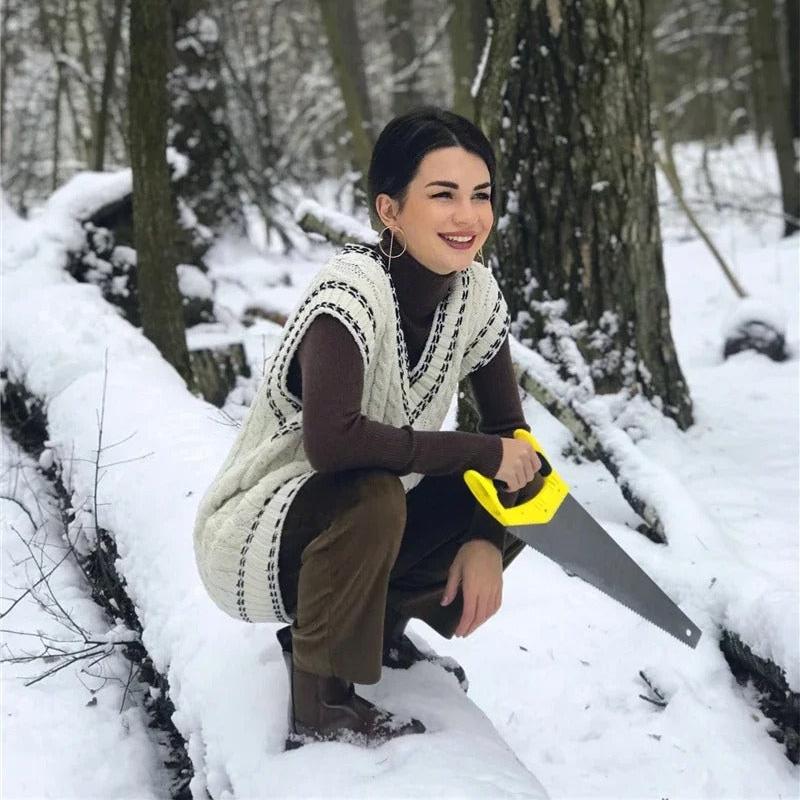 Corduroy warme damesbroek met fleece voering