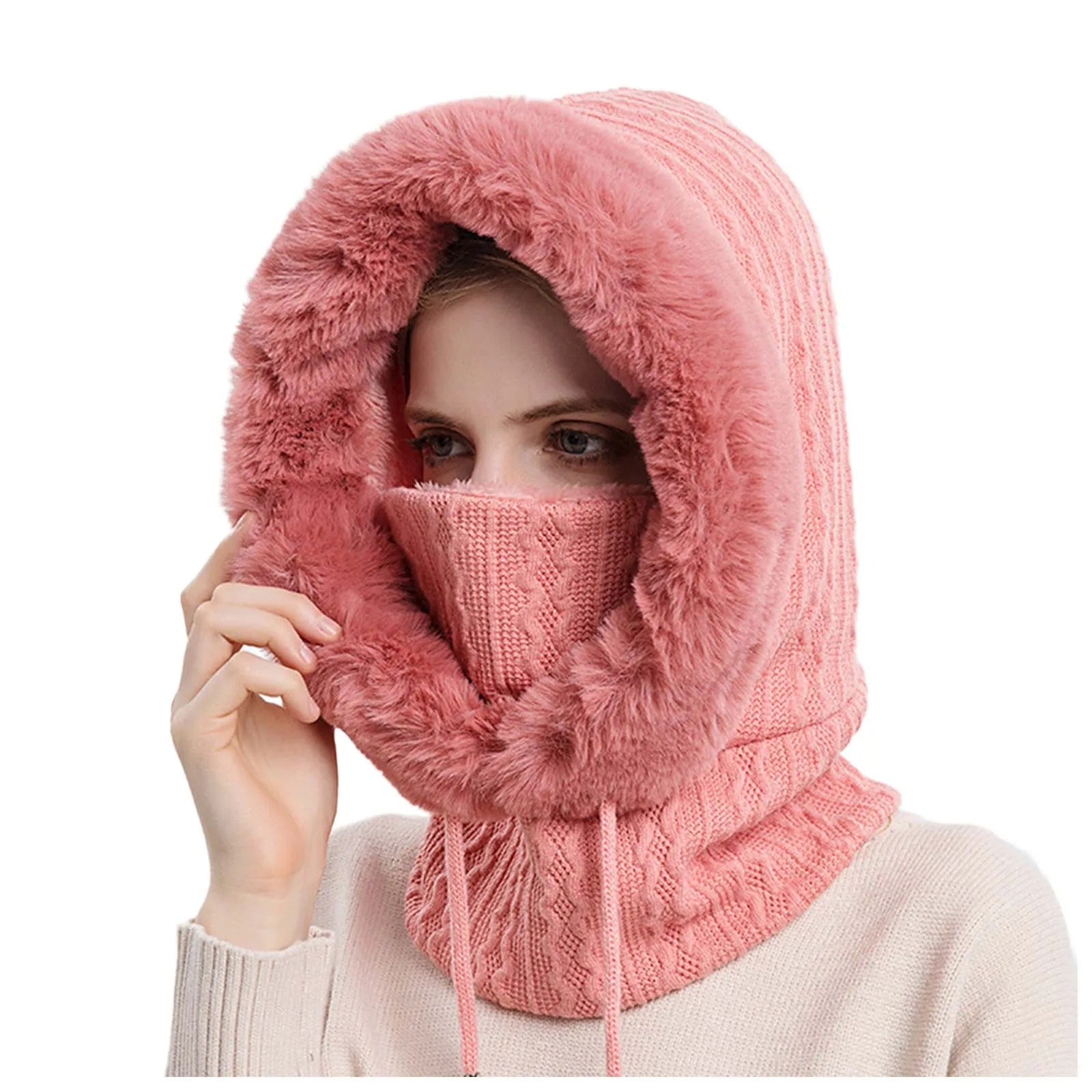 Vrouwen Gebreide Bontmuts Maskerset