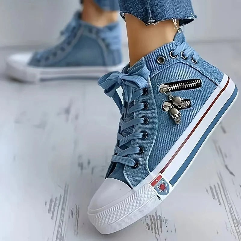 Dames Denim Hi-Top Sneakers