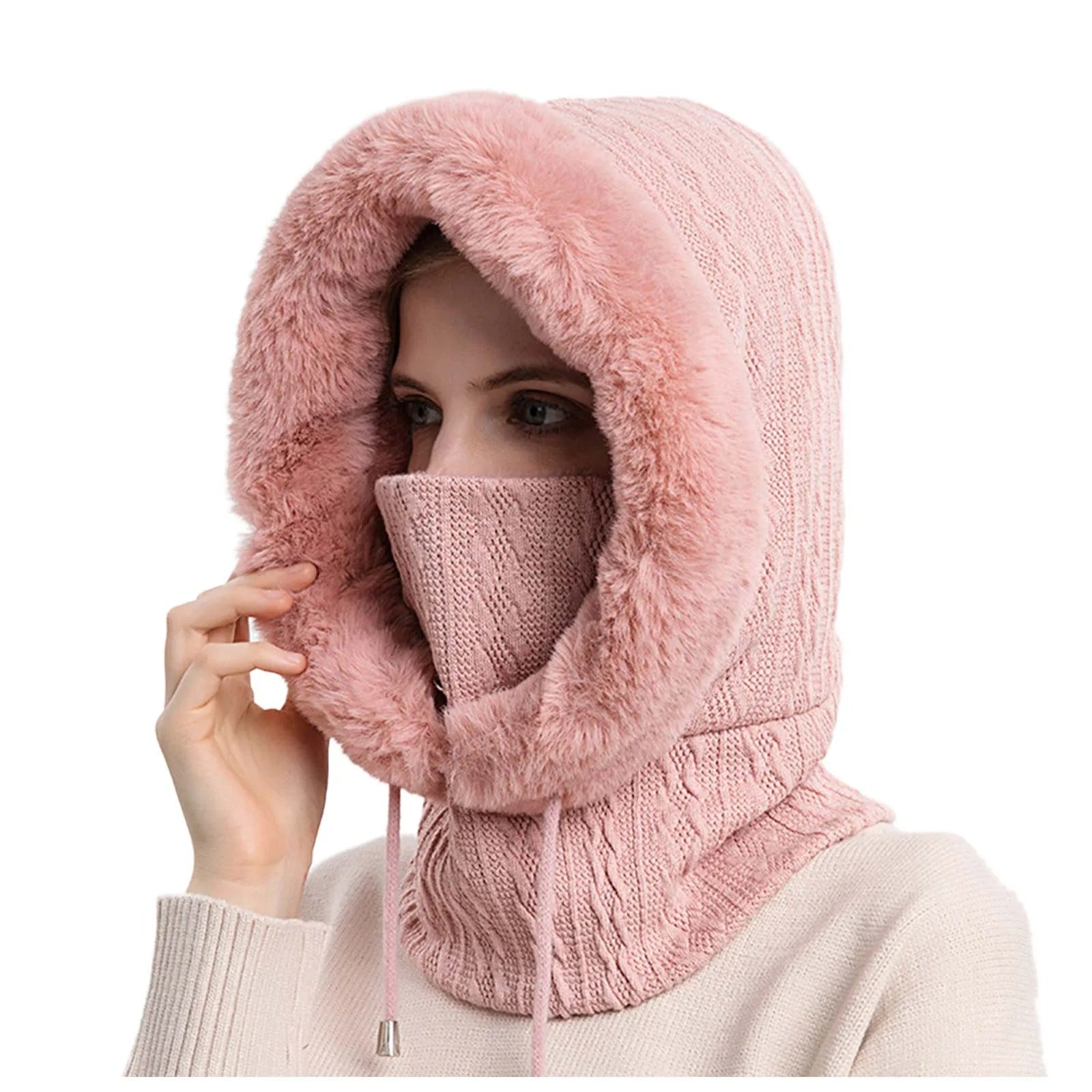 Vrouwen Gebreide Bontmuts Maskerset