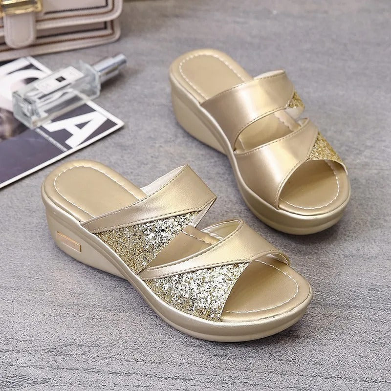Vrouwen Effen Kleur Glittersandalen