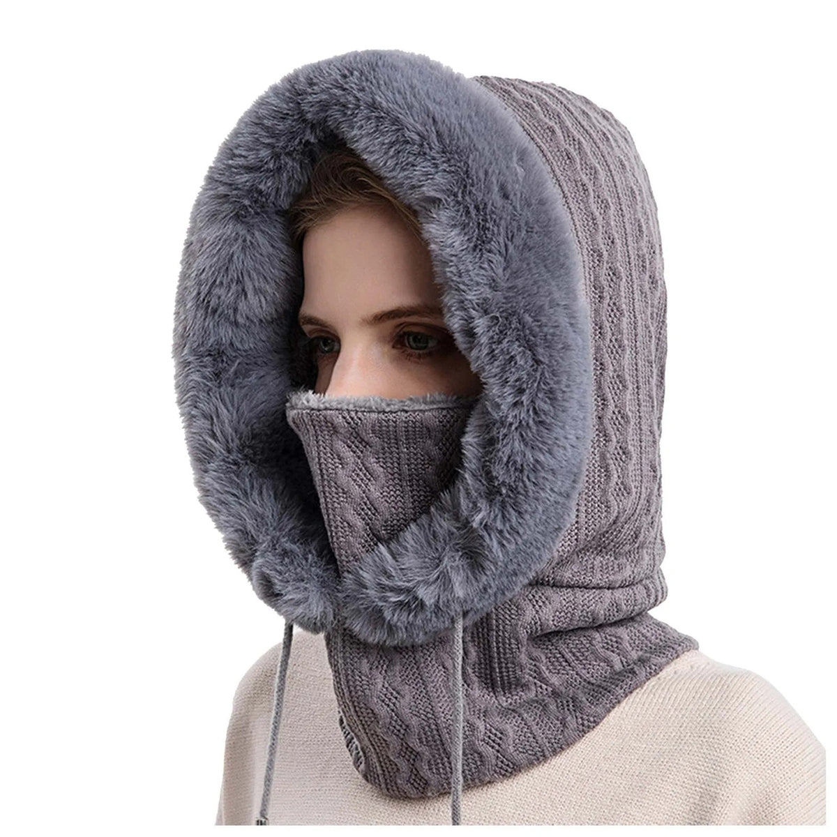 Vrouwen Gebreide Bontmuts Maskerset