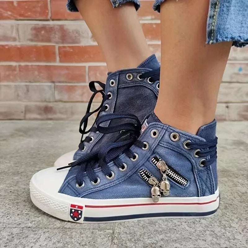 Dames Denim Hi-Top Sneakers
