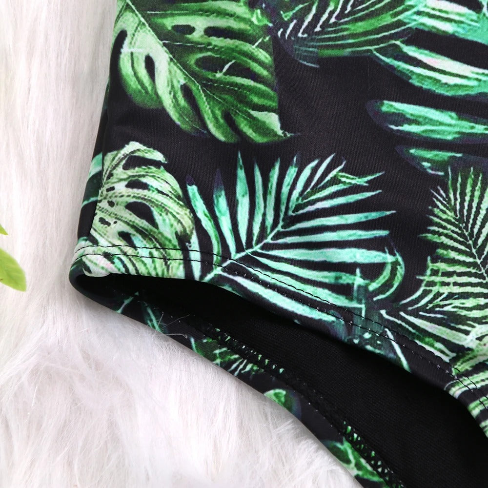 Damesbadpak met bloemenprint en ruches