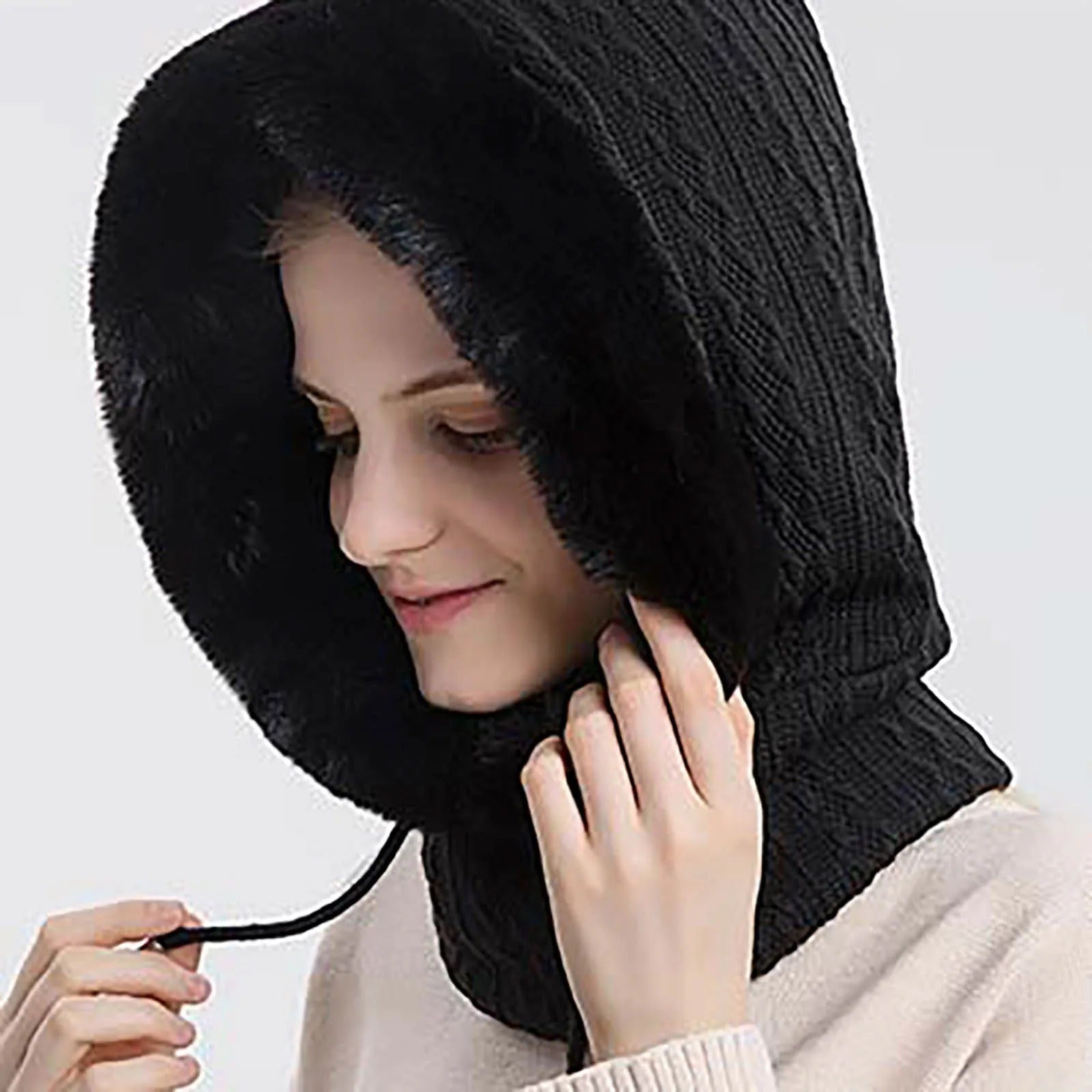 Vrouwen Gebreide Bontmuts Maskerset