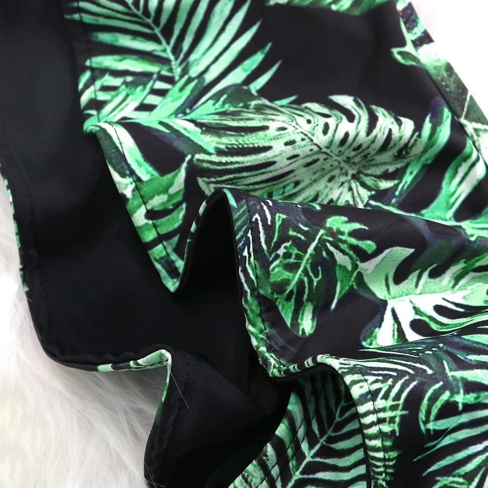 Damesbadpak met bloemenprint en ruches