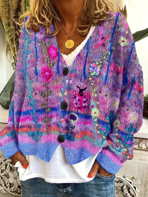 Variant image for Dames Cardigan Retro Stijl Wollflanell-25