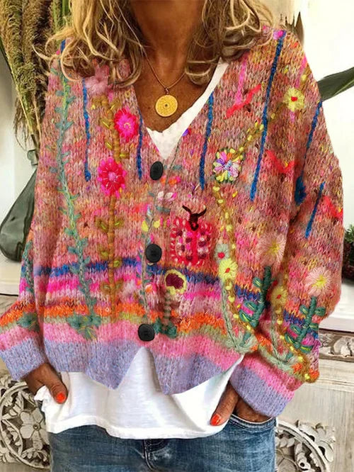 Variant image for Dames Cardigan Retro Stijl Wollflanell-17