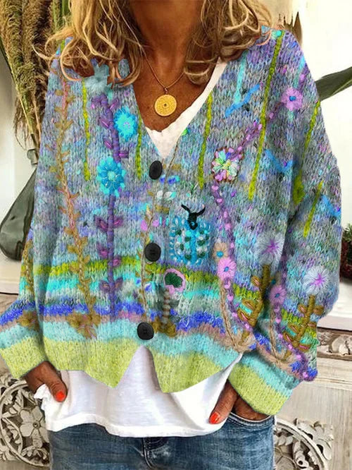 Variant image for Dames Cardigan Retro Stijl Wollflanell-9