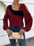 Variant image for Dames Blouse Kleurblok Lange Mouwen Vierkante Halslijn Hoogwaardige Stof-9