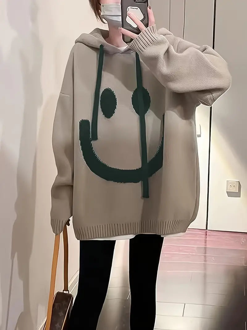 Variant image for Dames Hoodie Glimlachontwerp Verstelbare Snoertrein Katoen-6