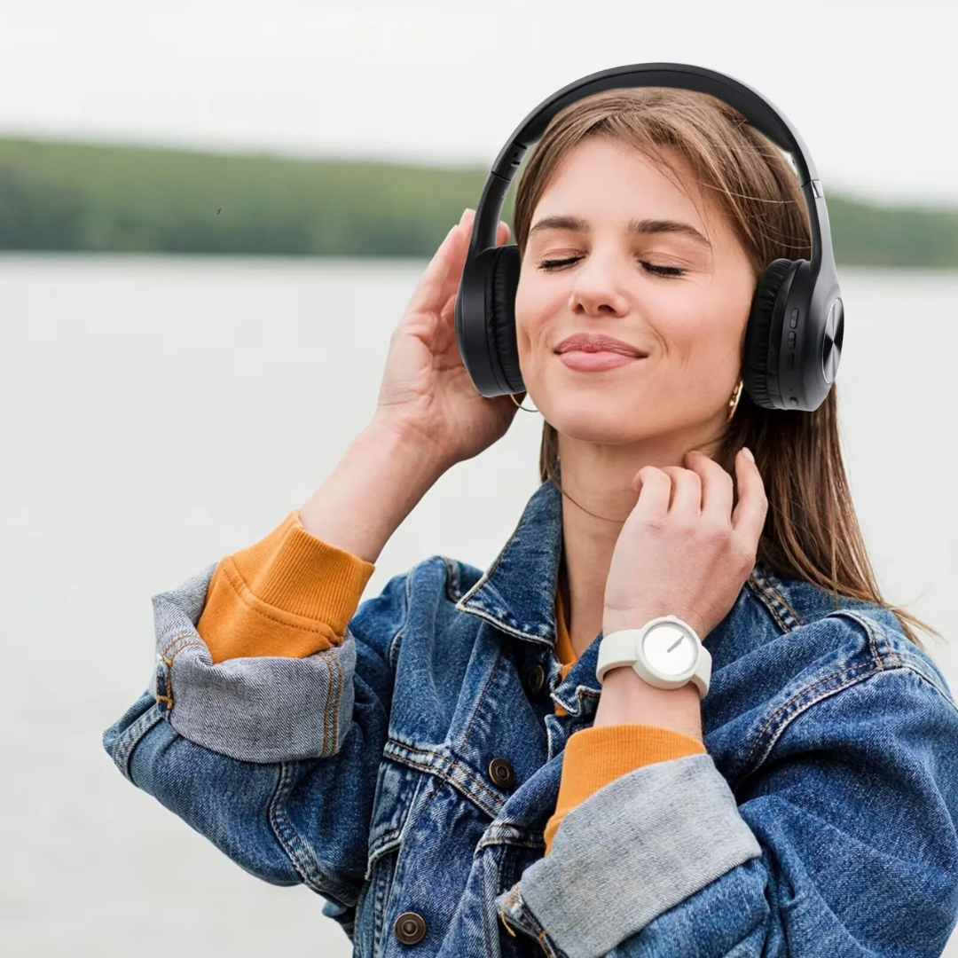 Opvouwbare draadloze hoofdtelefoon met active noice cancellation en microfoon