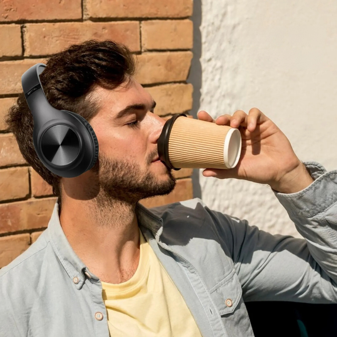 Opvouwbare draadloze hoofdtelefoon met active noice cancellation en microfoon